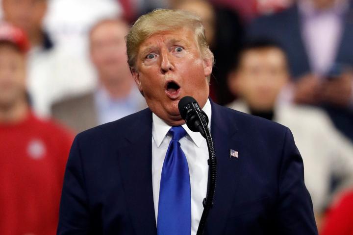 President Donald Trump speaks at a campaign rally Tuesday, Jan. 14, 2020, in Milwaukee. (AP Photo/Jeffrey Phelps)