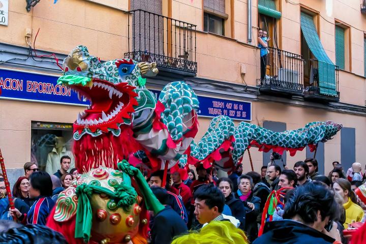 Madrid, Spain - February 8, 2005: celebration of the Chinese new year for the Chinese community in madrid, Spain