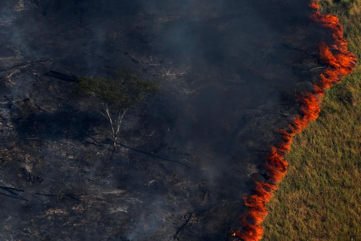 Burning forest is seen during "Operation Green Wave" conducted by agents of the Brazilian Institute for the Environment and Renewable Natural Resources, or Ibama, to combat illegal logging in Apui, in the southern region of the state of Amazonas...
