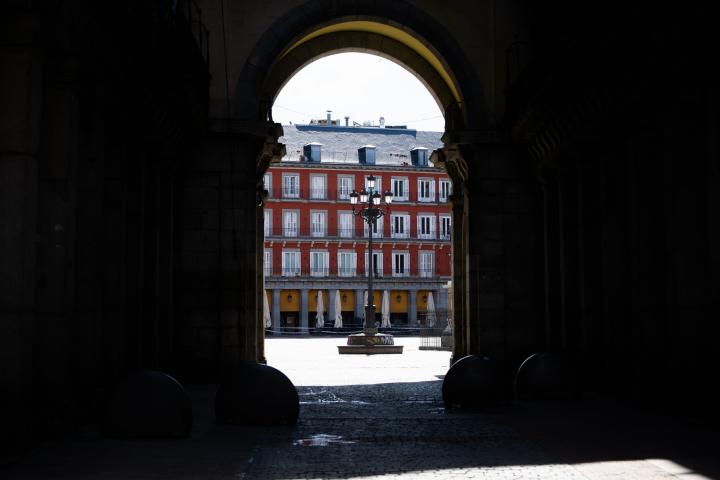 Streets and monuments  in Madrid, Spain, on May 1, 2020 empty during the confinement decreed by the Spanish government by COVID-19. (Photo by Jon Imanol Reino/NurPhoto via Getty Images)