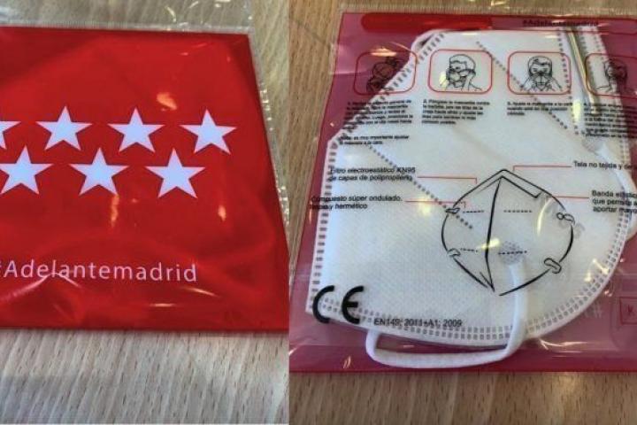 Mascarillas entregadas por la Comunidad de Madrid
