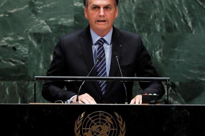 Jair Bolsonaro, durante su discurso en la Asamblea General de la ONU