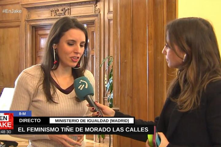 Un momento de la entrevista de Irene Montero en EiTB.