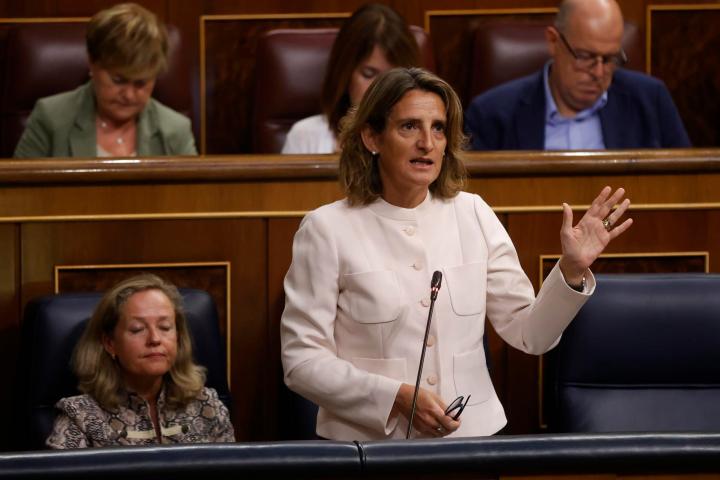 La ministra de Transición Ecológica y Reto Demográfico, Teresa Ribera, este miércoles durante la sesión de control al Gobierno en el Congreso de los diputados.