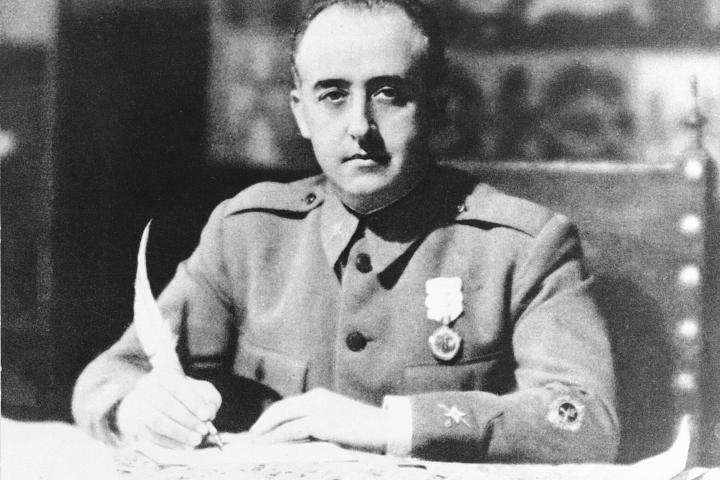 FILE - In this black and white file photo dated 1936, General Francisco Franco, Generalissimo of the anti-republican military forces and appointed head of Nationalist Spain, is seen in 1936 during the time of the Spanish Civil War.  Spain's Just...
