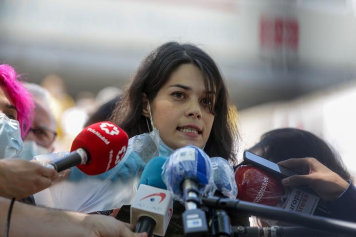 Isa Serra, ante los medios el 22 de junio de 2020 (Ricardo Rubio/Europa Press via Getty Images)