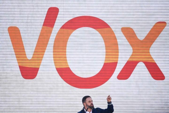 Santiago Abascal, líder de Vox, en un acto del partido ultraderechista en 2019.