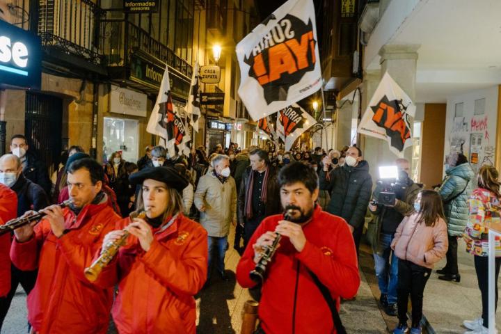Acto de cierre de campaña para las elecciones autonómicas de febrero en Castilla y León, en el dentro de la foto Ángel Ceñá (Soria Ya!) y Tomas Guitarte (Teruel Existe).