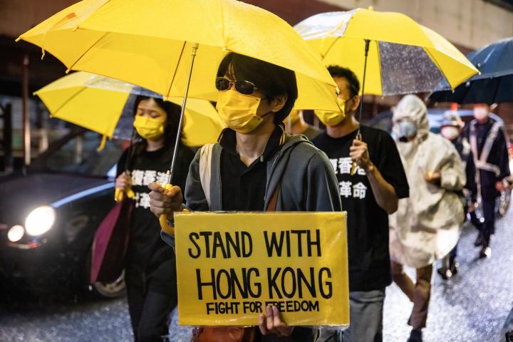 Protesta en Tokio a favor de la democracia en Hong Kong.