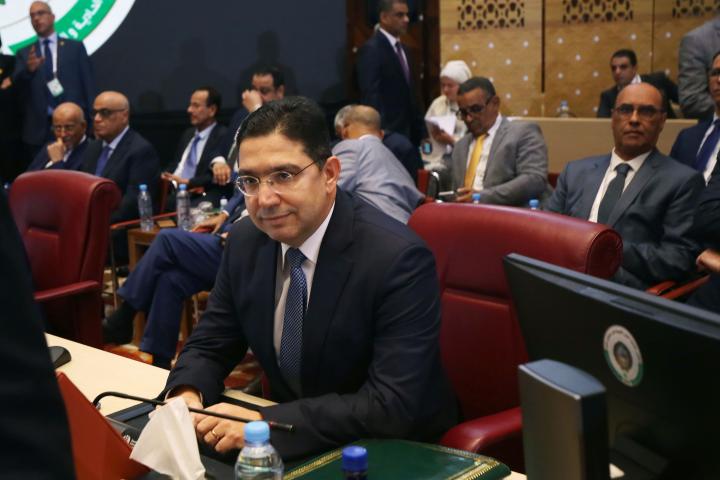El ministro de Asuntos Exteriores de Marruecos, Naser Burita, el sábado en la sede de la Cumbre de la Liga Árabe en Argel.