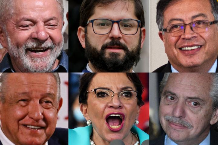 Luiz Inacio Lula da Silva, Gabriel Boric, Gustavo Petro, Andrés Manuel López Obrador, Xiomara Castro y Alberto Fernández