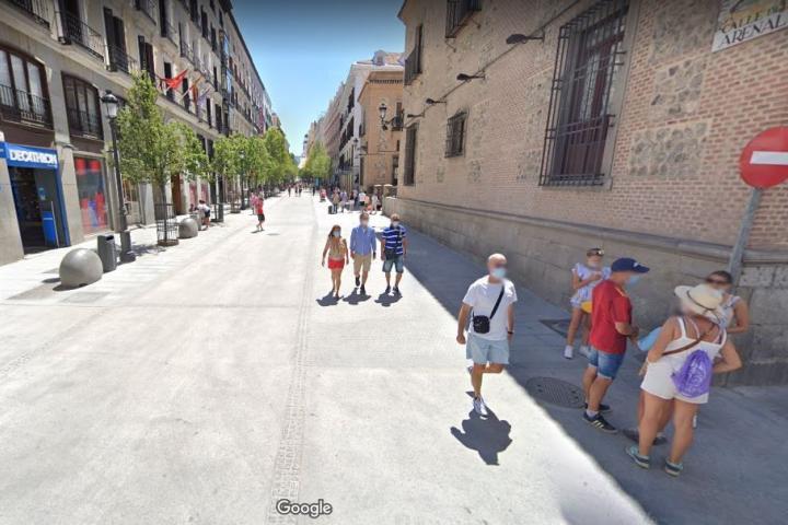 La imagen de la calle Arenal de Madrid en Google Maps.