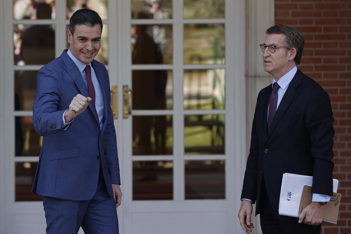 Sánchez y Núñez Feijóo, en su encuentro a las puertas de La Moncloa