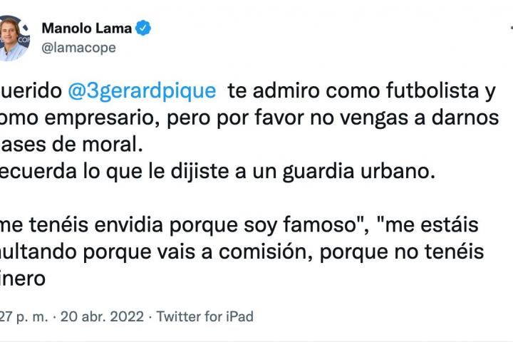Tuit de Manolo Lama.