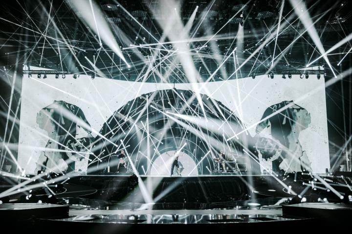 El escenario de Eurovisión, en uno de los ensayos.