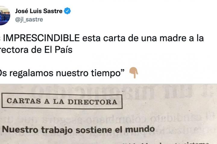 El tuit de José Luis Sastre.