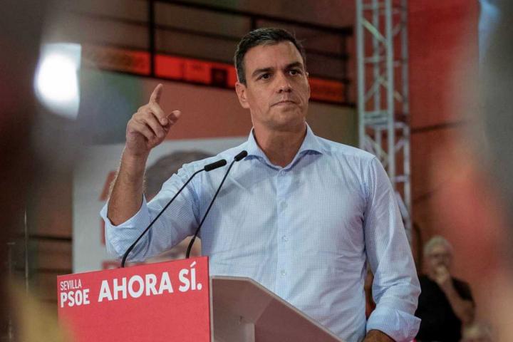 Pedro Sánchez durante el arranque de campaña.