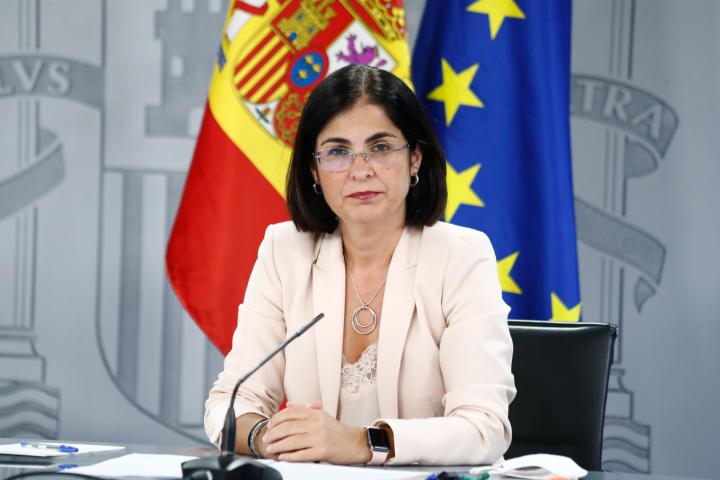 MADRID, SPAIN - AUGUST 27: The Minister of Territorial Policy and Public Function, Carolina Darias looks on during the media appearance after the Multisectorial Conference, on August 27, 2020 in Madrid, Spain. (Photo by Oscar J. Barroso Europa P...
