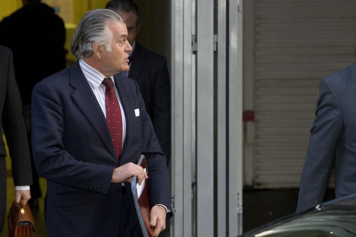 Former PP (Popular Party)'s treasurer Luis Barcenas leaves the National Court in Madrid, after being questioned about the origin of 22 million euros (29 million USD) he amassed in a Swiss bank account, an amount he reportedly concealed from Span...