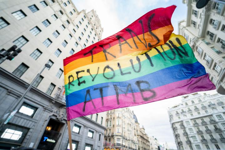 Manifestación en Madrid contra el retraso en la tramitación de la Ley Trans