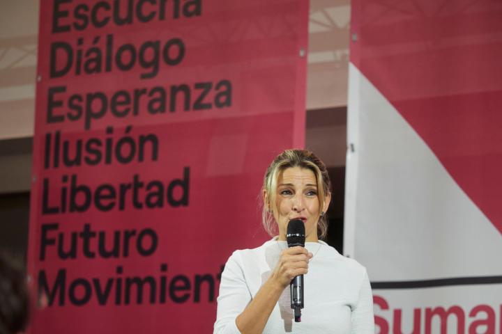 Yolanda Diaz en el acto de presentación de Sumar en Pamplona 