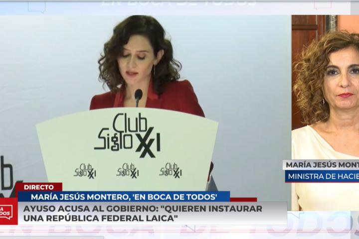 María Jesús Montero, escuchando a Isabel Díaz Ayuso.