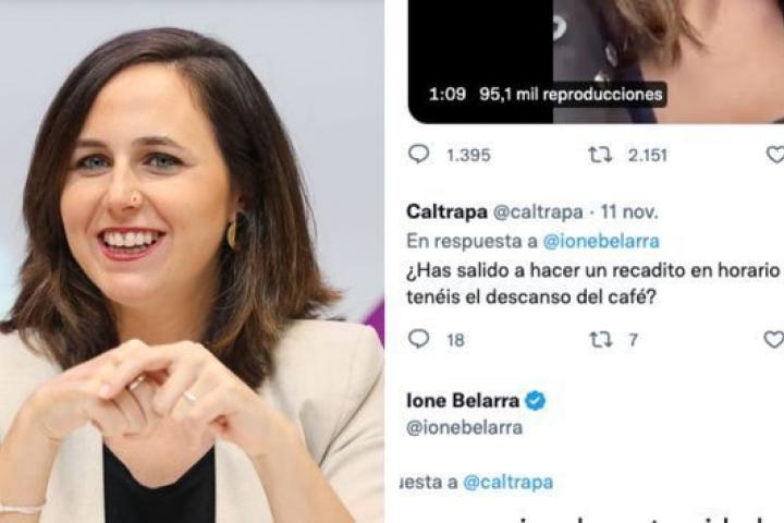 Ione Belarra y el tuit al que ha respondido.