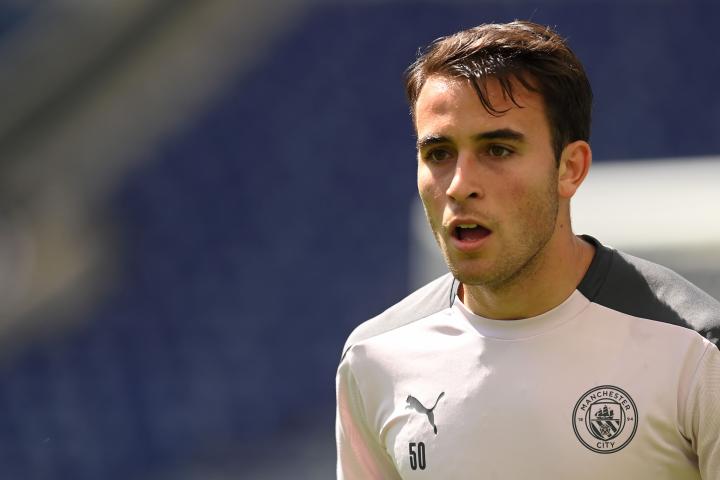 Eric García en un entrenamiento con el Manchester City.