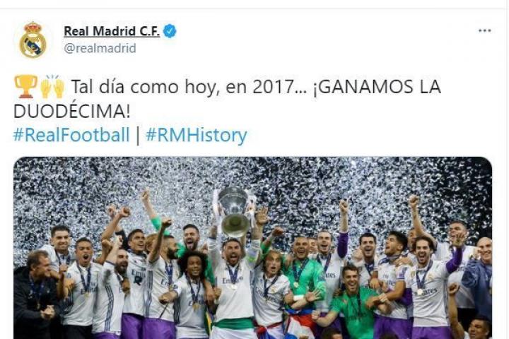 El polémico tuit del Real Madrid.