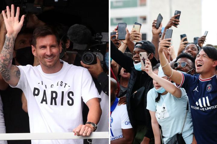 Messi a su llegada a París.