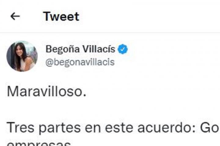 El criticado tuit de Begoña Villacís.