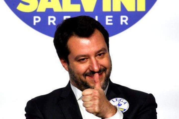 Matteo Salvini, durante un mitin en Roma, el pasado marzo.