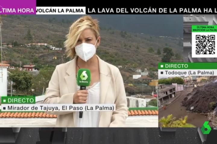 La presentadora Cristina Pardo, desde La Palma.