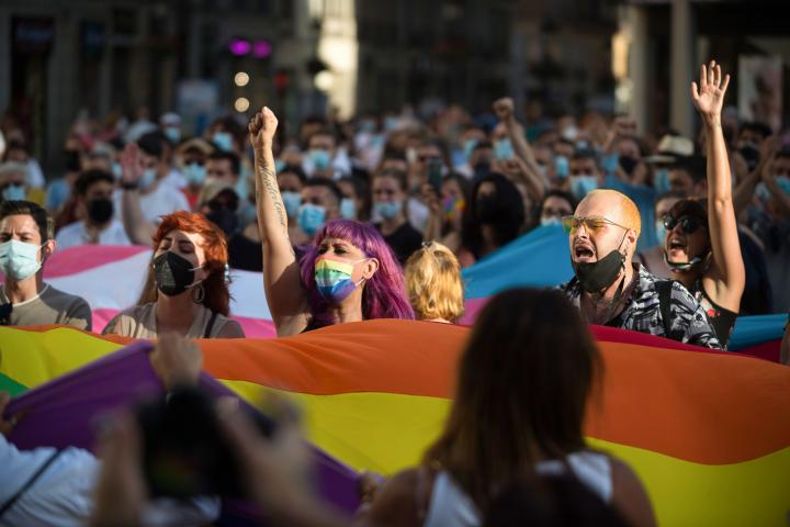 Protesta en Málaga contra la LGTBIfobia y pidiendo justicia para Samuel Luiz tras su asesinato al grito de "maricón". 