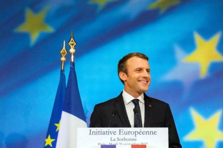 El presidente francés durante su discurso sobre la UE.