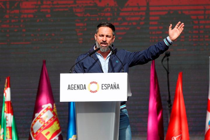 El presidente de Vox, Santiago Abascal, en la presentación de su "Agenda España", en Madrid. 