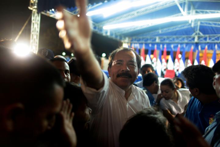 Daniel Ortega, durante un mitin del FSLN, en Managua, en 2011. 