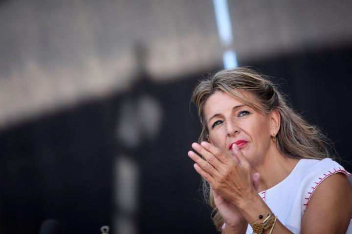 Yolanda Díaz, el pasado septiembre, en la fiesta del PCE, en Rivas.