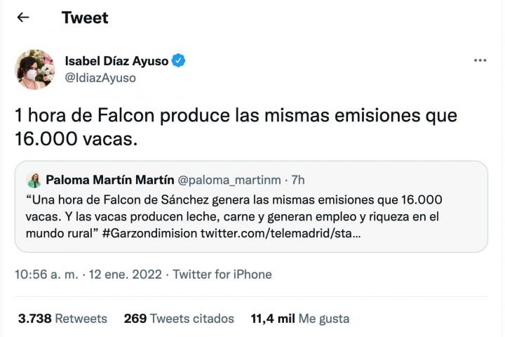 Tuit de Isabel Díaz Ayuso.
