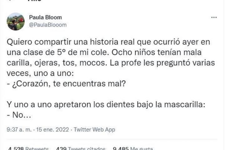 El primer tuit del hilo de la profesora.