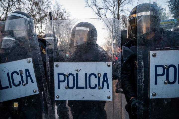Antidisturbios en una protesta en Madrid, en una foto de archivo.