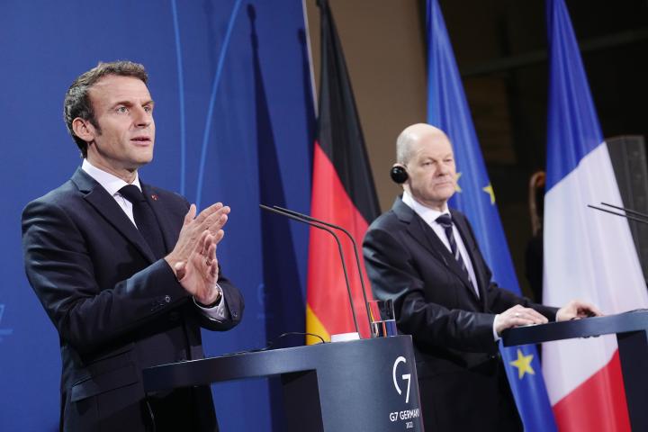 Emmanuel Macron y Olaf Scholz, reunidos en Berlín el pasado 25 de enero. 