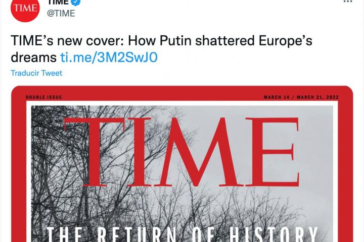 Tuit con la portada de la revista 'Time'.