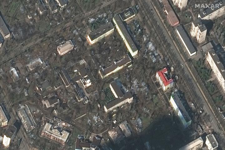 Vista aérea de Mariúpol tras un reciente bombardeo