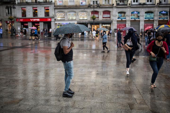Lluvia en el centro de Madrid