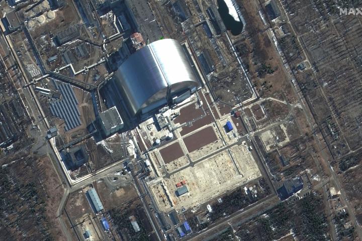 Imagen del satélite Maxar de la central nuclear de Chernobil, tomada el 10 de marzo.