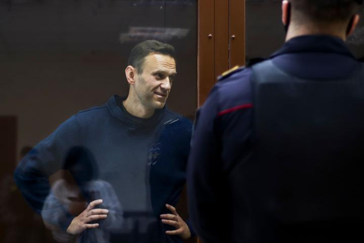Alexei Navalni, en febrero de 2021, en la corte de Babuskinsky, Moscú.