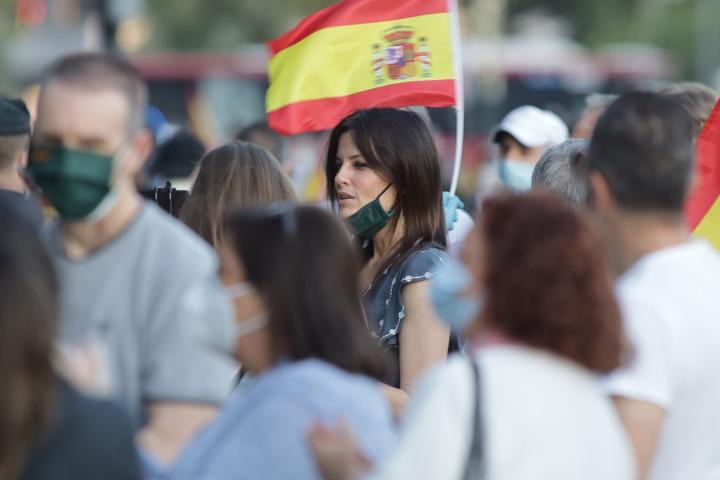 Cristina Seguí, en una imagen de archivo en una manifestación contra la gestión del Gobierno de la pandemia, en mayo de 2020 en Valencia.