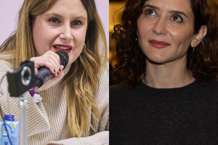 Alejandra Jacinto y Díaz Ayuso; en sendas imágenes de archivo.
