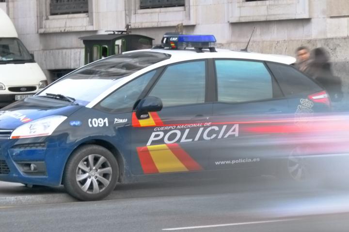 Santander, Spain - December 28, 2010: Spanish police car, with a motion effect.